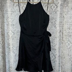 Abercrombie black satin wrap dress. Super cute for summer